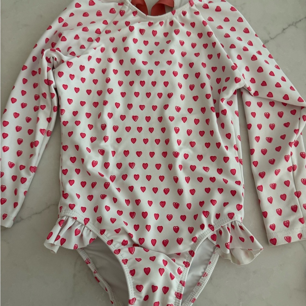 Heart Patterned Long Sleeve Swimsuit